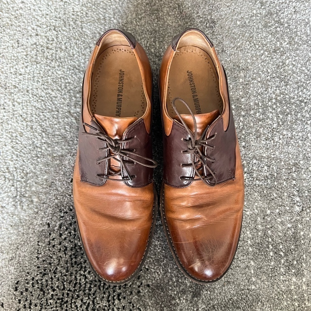 Johnston & Murphy Tan Leather Derby Trampoline Comfort Shoes
